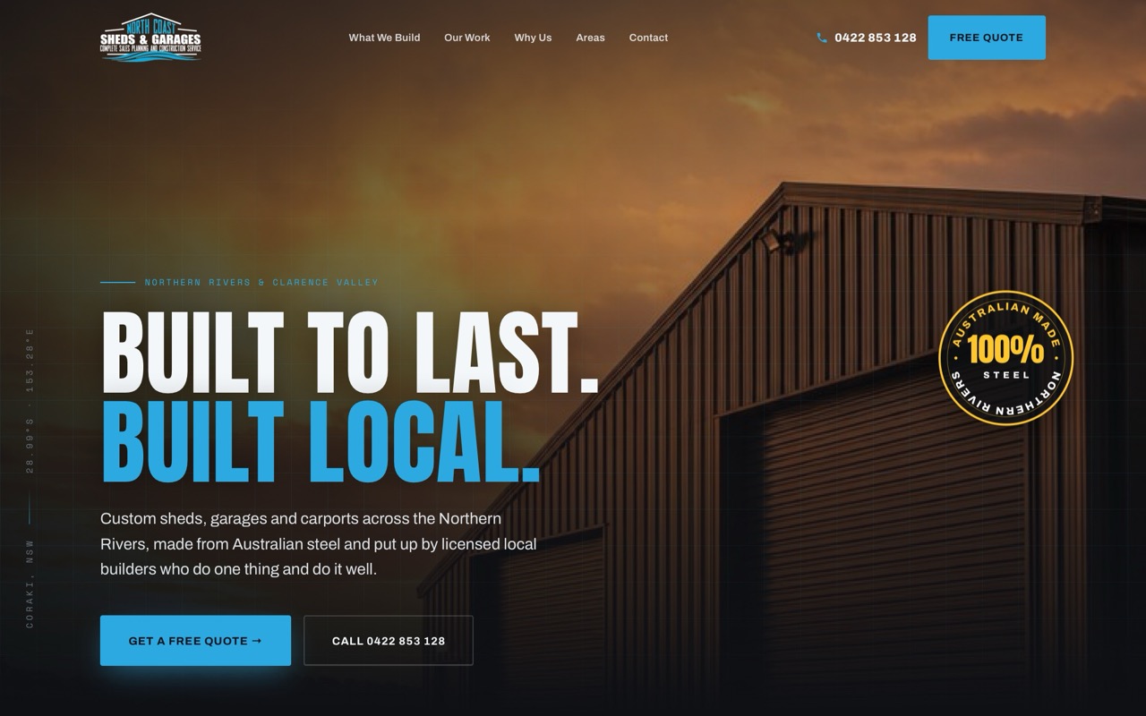 Standard website example, desktop